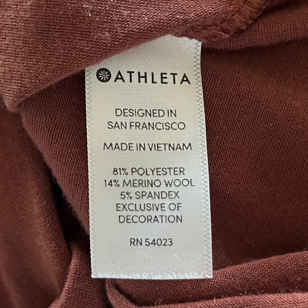 Athleta Women's XS Turtleneck Long Sleeve Ruched Midi Dress Brown - Picture 6 of 8